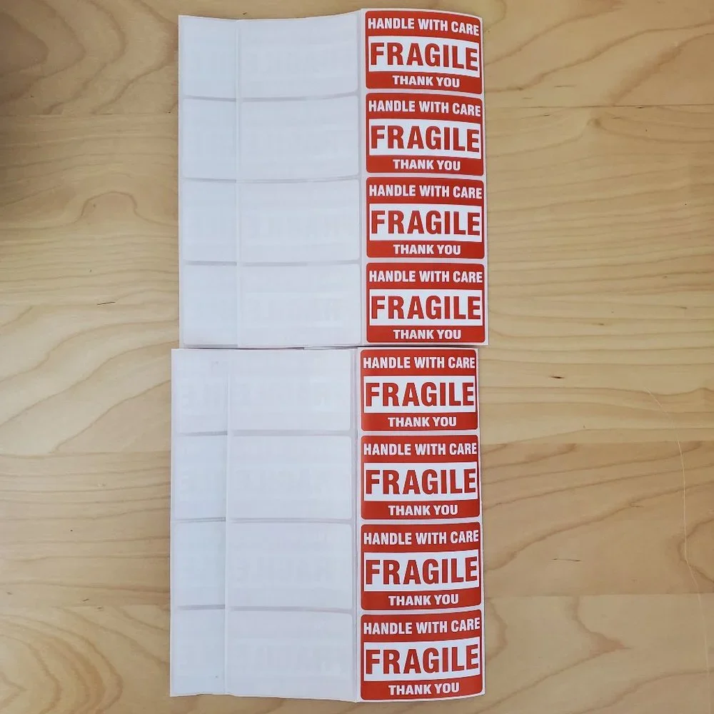48 Large Fragile Handle With Care Stickers & Thank you Self Stick Labels 3